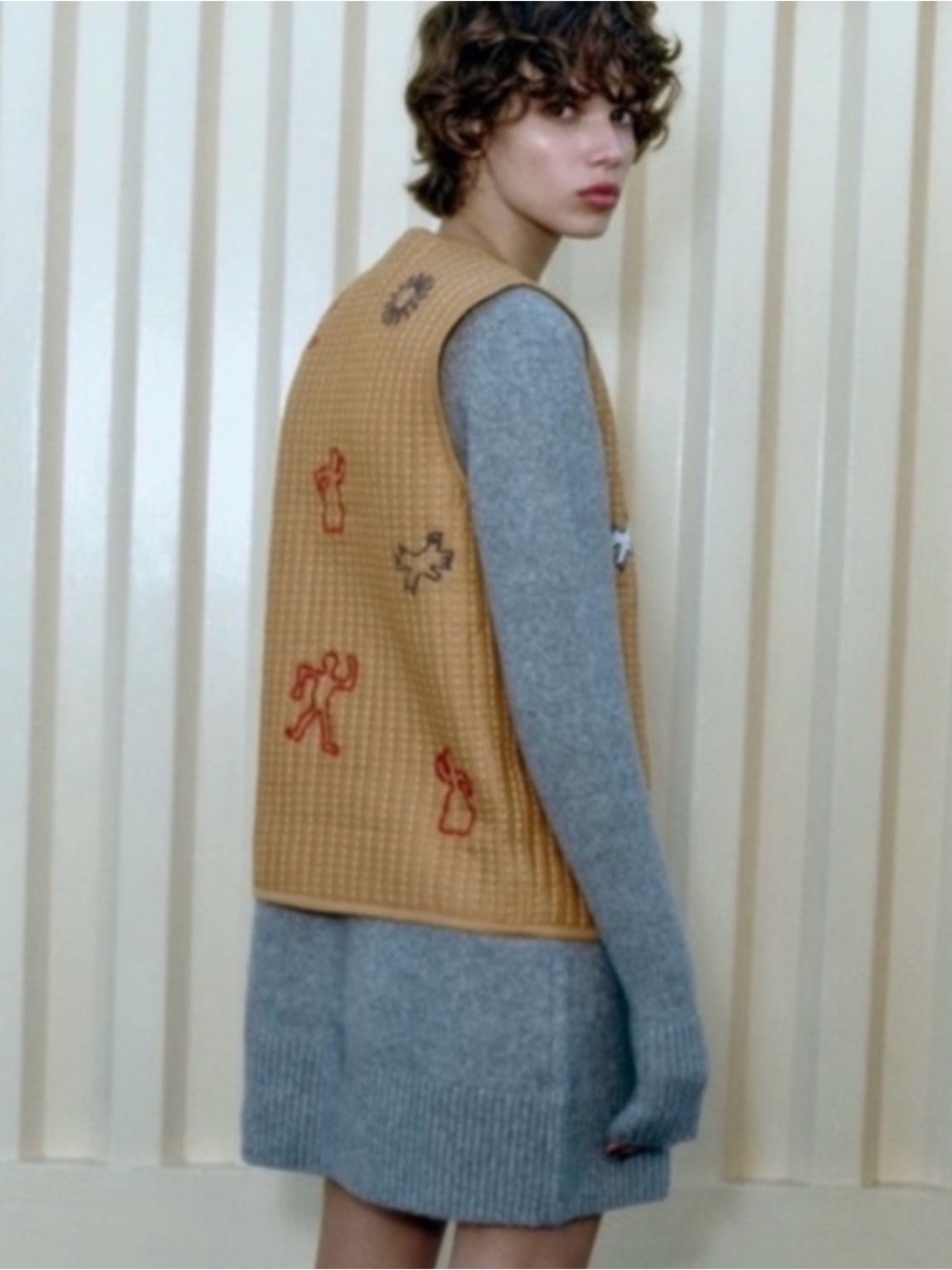 Zara Quilted  Folklore Wrap Vest Embroidered Indie Sz S